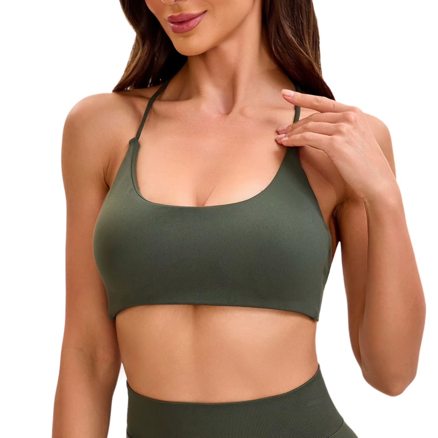 Twist Back Bra High Support Sports Top Women Gym Wear Workout Push-Up Seamless Yoga Underwear Fitness Running