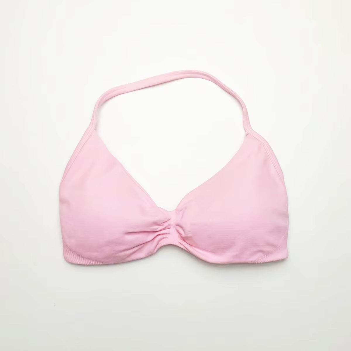 Strappy Bra Gym Top Women High Support Thin Strap Halter Sports Seamless Bras Scrunch Push-Up Workout Yoga Tank Tops