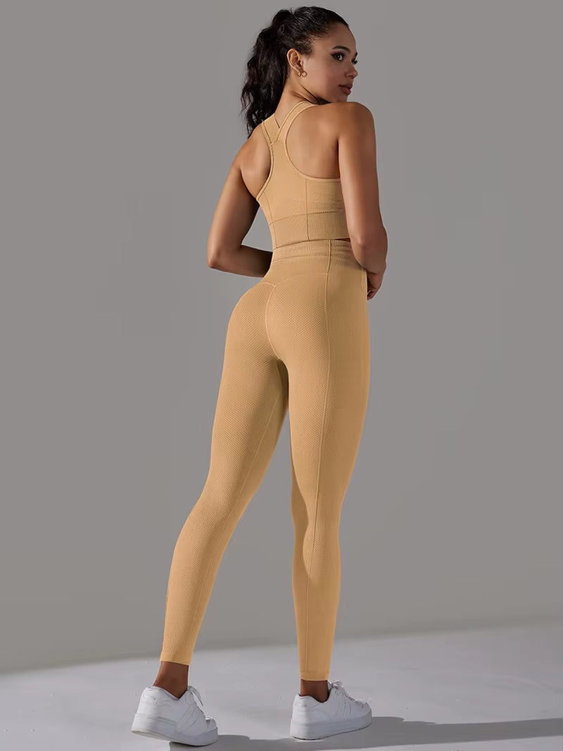 Seamless Yoga Set Women Gym Set Workout Clothes 2Pcs Running Fitness Suit Sports Bra Top and High Waist Leggings Pant Sportswear