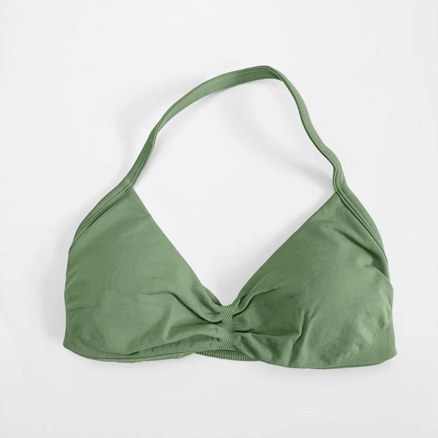 Strappy Bra Gym Top Women High Support Thin Strap Halter Sports Seamless Bras Scrunch Push-Up Workout Yoga Tank Tops