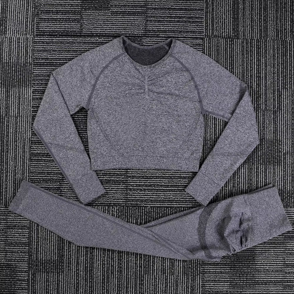 Seamless Yoga Sports Set Women Gym Fitness Two Piece Set Women Yoga High Waist Sport Push Hip Leggings Workout Clothes for Women