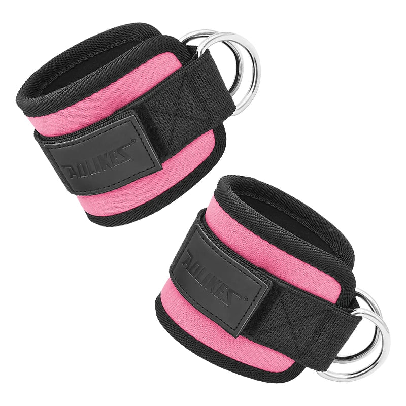 Adjustable Padded Ankle Wrist Cuffs Padded Straps D-Ring Glute Kickback for Cable Machine, Ideal for Glutes Exercises